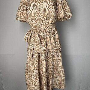 Mark & James by Badgley Mischka Women’s Macie Tiered Midi Dress – Tan Beige XSP